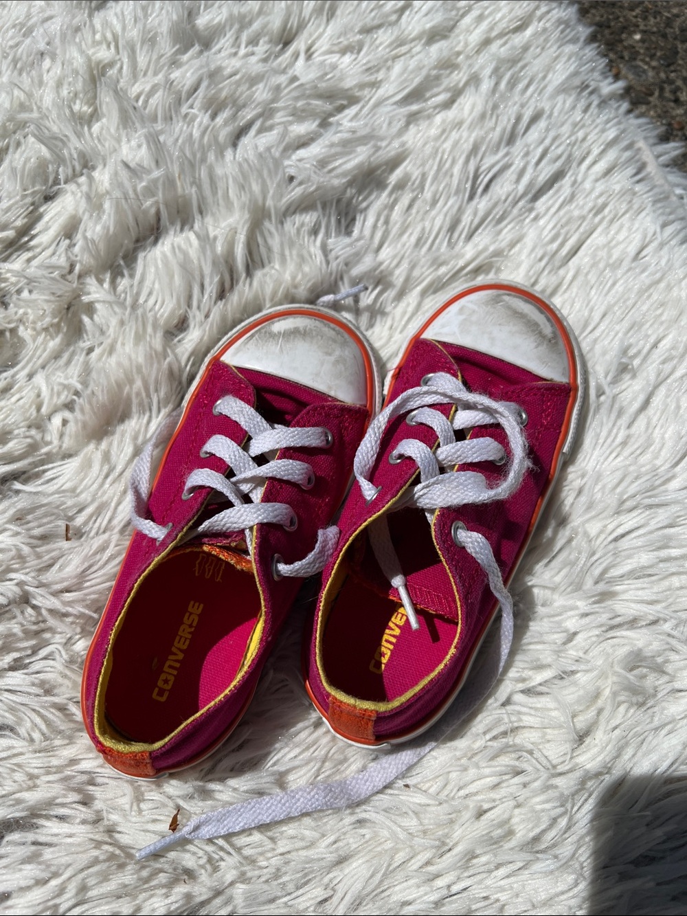 Converse Toddler Low Top Sneakers - Pink with Orange Trim Size 10